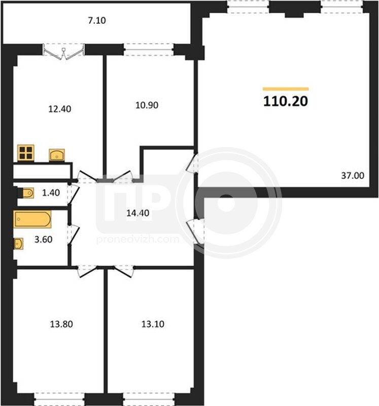 4-комнатная квартира, 110.2кв.м