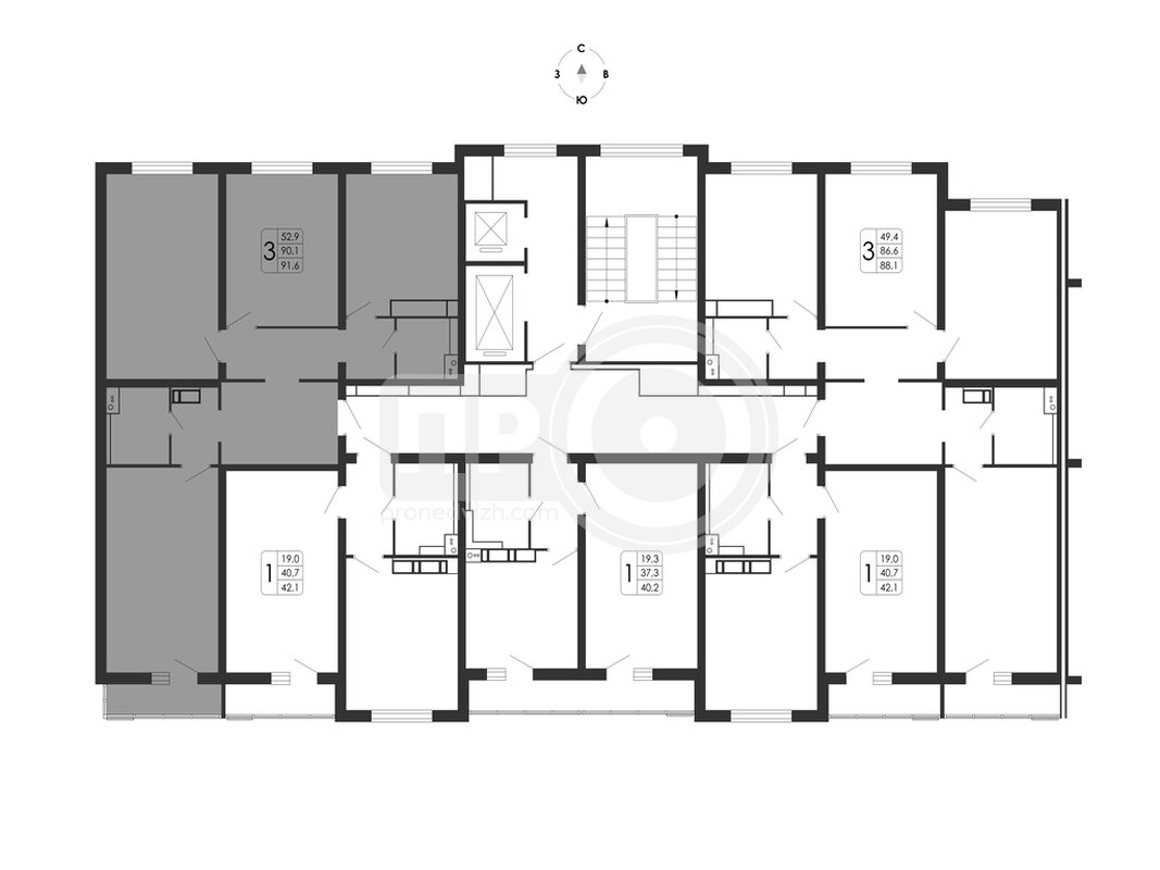 3-комнатная квартира, 91.6кв.м