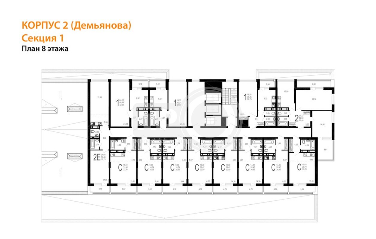 1-комнатная квартира, 52.75кв.м