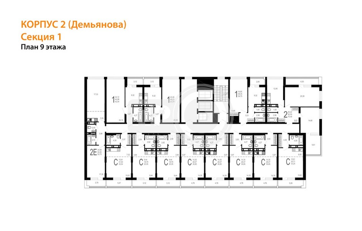 1-комнатная квартира, 52.75кв.м