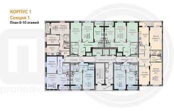 Миниатюра 3-комнатная квартира, 97.4кв.м