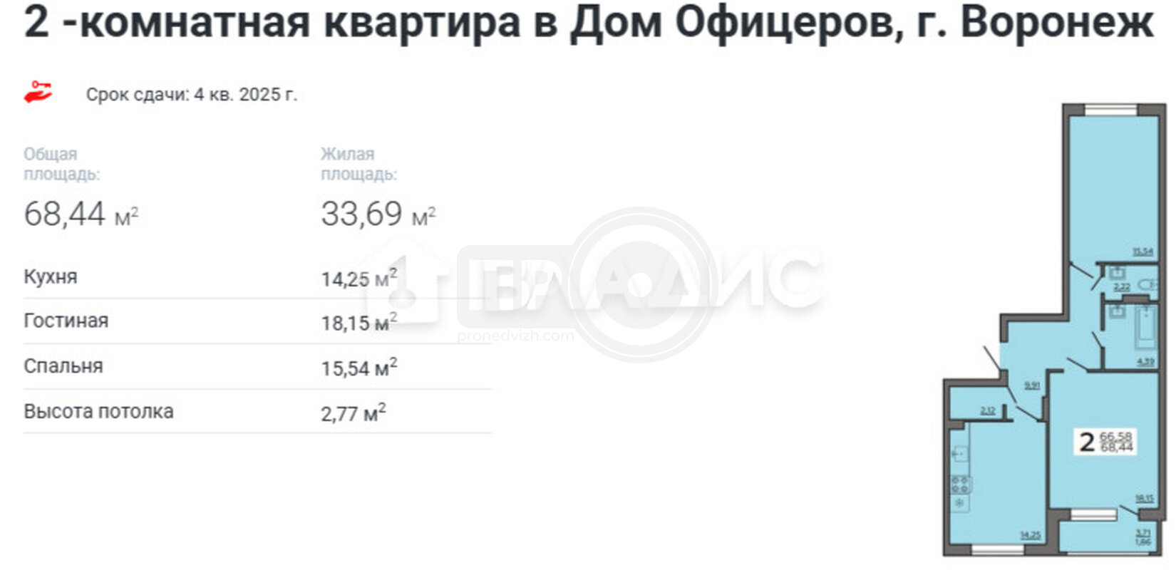 2к, 2/6 К, Россия, Воронеж, Краснознамённая улица, 109/1, 66.2 кв.м