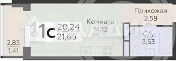 Миниатюра 0к, 16/19 М, Россия, Воронеж, Покровская улица, 17к3, 21.65 кв.м