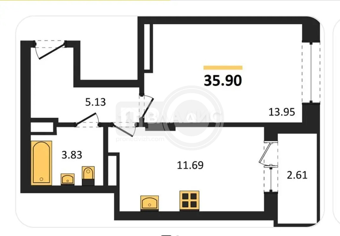 1к, 3/19 М, Россия, Воронеж, Покровская улица, 17к3, 35.9 кв.м