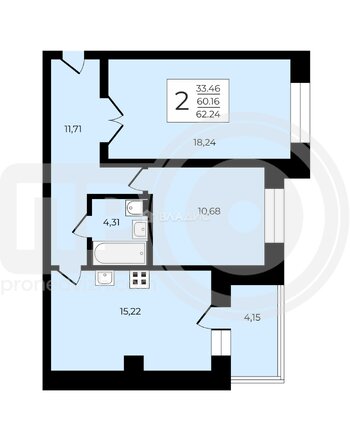 Миниатюра 2к, 3/25 М, Россия, Воронеж, Московский проспект, 130к1, 59.4 кв.м