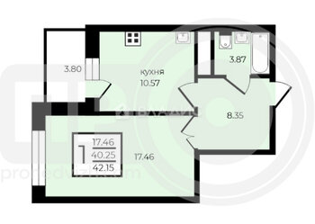 Миниатюра 1к, 16/25 К, Россия, Воронеж, улица Перевёрткина, 1/1, 42 кв.м