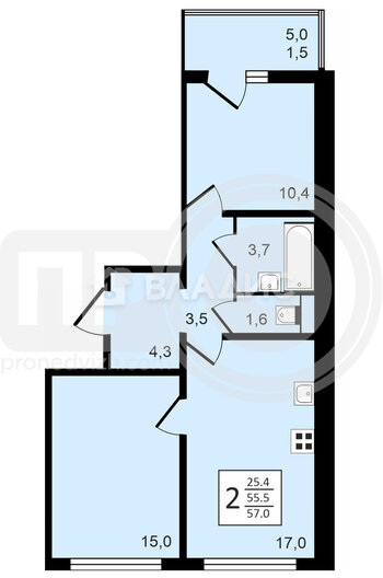 Миниатюра 2к, 7/17 П, Россия, Воронеж, проспект Труда, 93к4, 57.9 кв.м