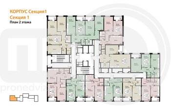 Миниатюра 1-комнатная квартира, 45.19кв.м