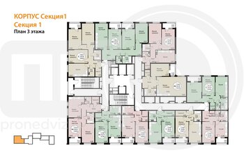Миниатюра 3-комнатная квартира, 86.09кв.м