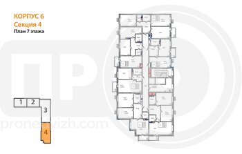 Миниатюра 2-комнатная квартира, 64.59кв.м