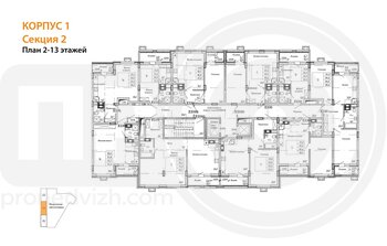 Миниатюра 1-комнатная квартира, 53.2кв.м